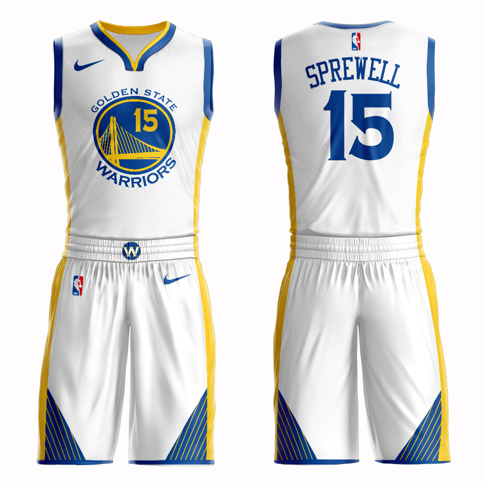 Men 2019 NBA Nike Golden State Warriors #15 white Customized jersey